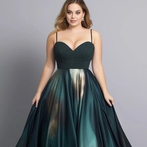 Emerald Green Sweetheart Pleated Elegant Dress size 3xl/18 NWT